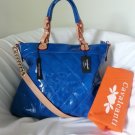 Cavalcanti Blue Liquid Quilted Patent Leather Shoulder Bag/Crossbody-NWT-Italy