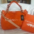 Cavalcanti Quilted Patent Leather Shoulder Bag/Crossbody in Orange-NWT-Italy