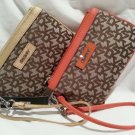 DKNY DONNA KARAN MONOGRAM/ORANGE or GOLD WRISTLET CLUTCH-NWT-SRP $95.00