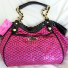 BETSEY JOHNSON HANDBAGS SEQUINED ROMANCE SATCHEL BAG HOT PINK SRP: $108-NWT