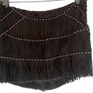 Haute Hippie Suede Fringe Studded Mini Skirt in Black-Size M, L-NWT-RP: $665