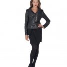 Badgley Mischka Mel High Collar Leather Moto Jacket Black-Sz XL-NWT-RP: $495.00