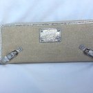 LODIS Bora Bora Darby Long Zipper Clutch/Wallet in Silver & Canvas NWT-SRP $108