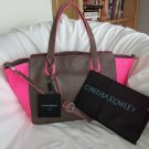 Cynthia Rowley Handbag Leather Tote/Shoulder Bag Purse Brown & Neon Pink - NWT