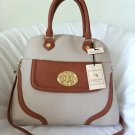 EMMA FOX Handbag Sarnac Dome Top Satchel/Shoulder Bag Caramel/Beige-NWT-RP:$298