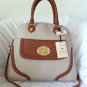 EMMA FOX Handbag Sarnac Dome Top Satchel/Shoulder Bag Caramel/Beige-NWT-RP:$298