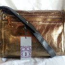 Kelsi Dagger Julie Crossbody Gold Leather w/Black trim Bag Handbag-NWT-SRP $228