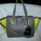 Cynthia Rowley Leather Tote/Shoulder Bag in Chocolate Brown & Neon Yellow- NWT
