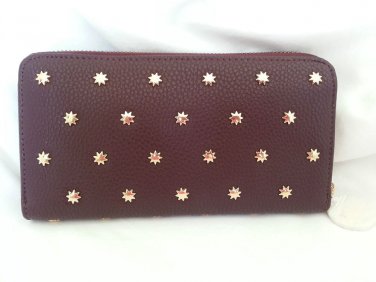 Deux Lux Wallet Shiny Star Gazer Zip Around Taupe, Purple, Teal, Grey-NWT-RP:$70
