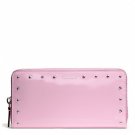 COACH Wallet-Studded Liquid Gloss Zip Around Wallet in Pale Pink-NWT-SRP: $228