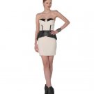 Mark  James Dress Color Block Corset Peplum Dress in Ivory/Black NWT-RP: $325
