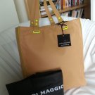LAURA DI MAGGIO LEATHER NEON POP TOTE BAG IN CARAMEL & LIME-NWT-MADE IN ITALY