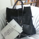 ASIA BELLUCCI Made in Italy Slouchy Leather Tote Bag in Black/White-NWT-SRP:$395