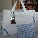 CLAUDIA Firenze  Large Textured White Leather and Suede Tote Bag-NWT-SRP: $395
