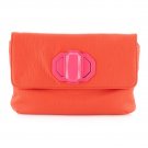 Deux Lux Handbag-Jules Neon Turn-Lock Clutch Bag Orange/Pink, White/Yellow NWOT