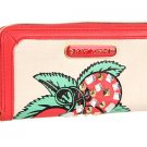 BETSEY JOHNSON BJ-EWELED GRAPHIC ZIP AROUND WALLET IN GUAVA-NWT-SRP:$68