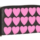 BETSEY JOHNSON WALLET PLASTIK HEARTS ZIP AROUND BLACK/PINK-NWT