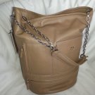 MAUVE AU  Neptune Leather Bucket Shoulder Bag in Taupe - NWT