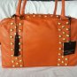 LAURA DI MAGGIO ORANGE STUDDED LEATHER SQUARE BOWLER BAG MADE IN ITALY-NWT