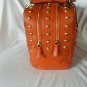 LAURA DI MAGGIO ORANGE STUDDED LEATHER SQUARE BOWLER BAG MADE IN ITALY-NWT