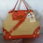 EMMA FOX Newport Frame Satchel Shoulder Bag in Natural/Tangerine-NWT-SRP:$298.00