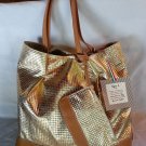 Sofia C. Leather Slouchy Tote Handbag Metallic Gold Made in Italy-NWT-SRP:$271