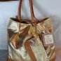 Sofia C. Leather Slouchy Tote Handbag Metallic Gold Made in Italy-NWT-SRP:$271