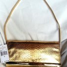 Michael Kors Leather Tilda Clutch/Shoulder Bag in Metallic Gold-NWT-SRP:$218