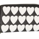 BETSEY JOHNSON WALLET PLASTIK HEARTS ZIP AROUND IN BLACK/WHITE-NWT