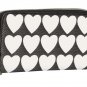 BETSEY JOHNSON WALLET PLASTIK HEARTS ZIP AROUND IN BLACK/WHITE-NWT