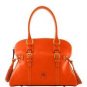 Alberta DiCanio Handbags Hinged-Frame Patent Leather Satchel Bag in Caramel-NWT