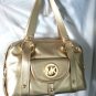 Michael Kors Leather Fulton Large Satchel Shoulder Bag in Pale Gold-NWT-SRP:$398