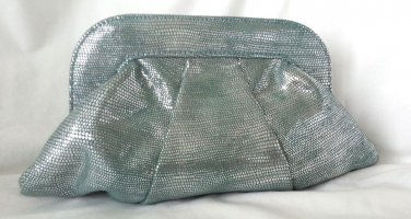 Lauren Merkin Lucy Snake Embossed Goat Suede Clutch bag in Turquoise-New-RP:$295