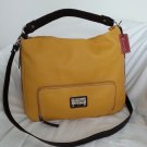 Valentina Large Pebbled Leather Convertible Hobo/Shoulder Bag Autumn Gold-NWT