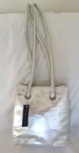 DKNY DONNA KARAN Soft Leather Crossbody/Shoulder Bag in Metallic Silver-NWOT