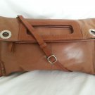 Nino Bossi Convertible Leather Clutch-Crossbody Handbag in Milk Chocolate