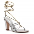 Giuseppe Zanotti Metallic Silver Gold Leather Rope Sandal Sz 8-