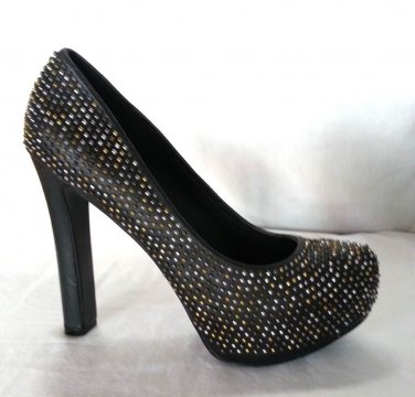 Dolce Vita Leather Studded Platform Pump Shoe in Black-Siz 8.5-NIB-RP: $259