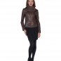 Badgley Mischka Mel High Collar Leather Moto Jacket Brown-Sz XL-NWT-RP: $495.00