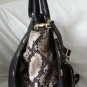 Emma Fox Classic Leather Studded Satchel Handbag in Black/Python-NWT-SRP:$298.00