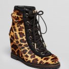 Diane Von Furstenberg Senna Calf Hair Lace-up Bootie  Leopard Print-NWT:RP:$398