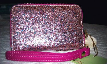 DEUX LUX HANDBAG GLITTER RESORT MOBILE WRISTLET BUBBLE GUM PINK - NWT - SRP: $70