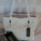 Paolo Masi 'Plisse' Pleated Nappa Leather Tote Shoulder Bag White-NWT-SRP: $595