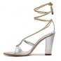 Giuseppe Zanotti Metallic Silver Gold Leather Rope Sandal Sz 8-