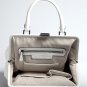 Halston Heritage Leather Framed Satchel Bag/Handbag in White