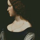 Portrait of Brunette in Black Dress Counted Cross Stitch - Aida 14 Count