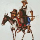 Peru Man Riding Donkey Counted Cross Stitch - Aida 14