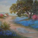 Texas Bluebonnets Landscape Counted Cross Stitch - Aida 14