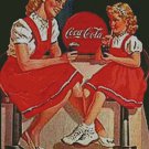 Girls Drinking Coca Cola Counted Cross Stitch - Aida 14 Count