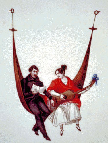 Two People in Hammock Counted Cross Stitch - Aida 14 Count